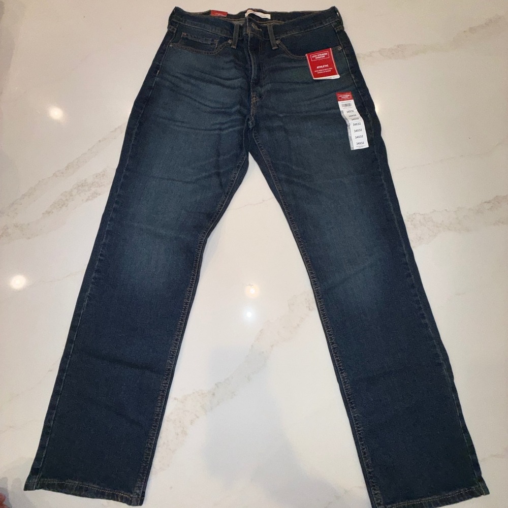 Levi Strauss Signature Mens Athletic Fit Comfort Flex Tapered Leg Jeans 34x32
